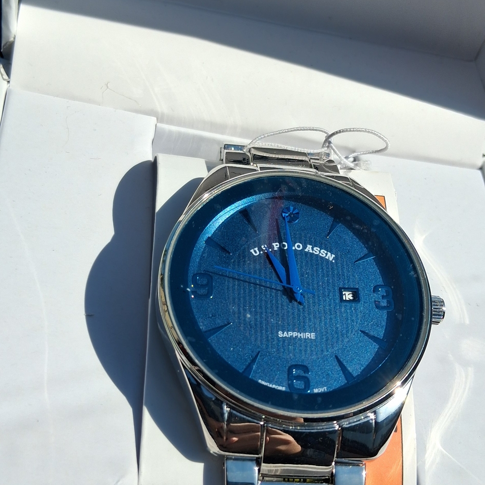 U.S. Polo Assn. Blue Dial Silver Watch